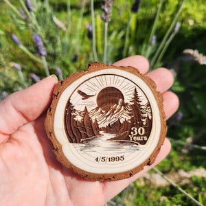 The Great Outdoors Sobriety Milestone Custom Sober Birthday Medallion Engraved AA NA Token Chip Coin Gift for Him or Her Serenity Prayer image 2