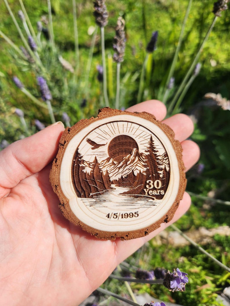 The Great Outdoors Sobriety Milestone Custom Sober Birthday Medallion Engraved AA NA Token Chip Coin Gift for Him or Her Serenity Prayer image 2