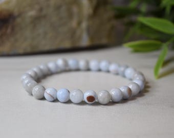 Natural Blue Chalcedony Bracelet: Soothing Blue Gemstone Jewerly