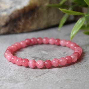 Rhodochrosite Gemstone Bracelet: Natural Pink Stone, Handmade Stretch Jewelry