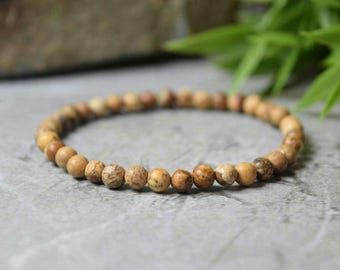 Picture Jasper Beaded Bracelet: Natural Gemstone, Stone of Harmony