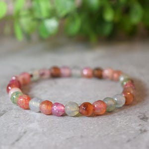 Rainbow Dragon vein Agate Bracelet, Natural gemstone Bracelet, Faceted gemstone bracelet, Colorful Bracelet, Beaded bracelet, Gift for her.