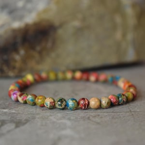 Sea Sediment Jasper Beaded Bracelet, Colorful Natural gemstone Bracelet