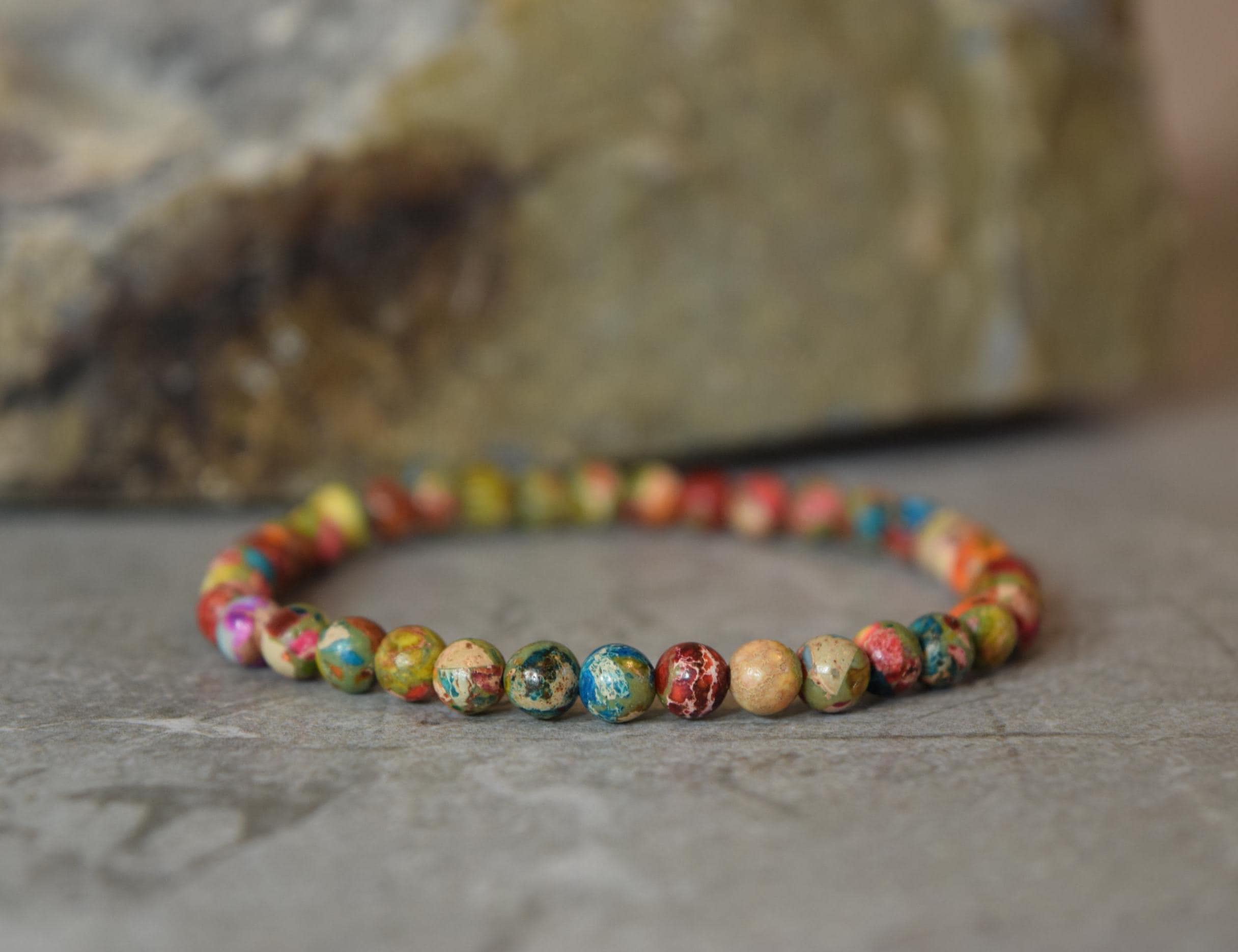 Sea Sediment Jasper Bracelet, Colorful Bracelet, Natural gemstone Bracelet, Beaded Bracelet, Women Bracelet, Stretch Bracelet, Gift for her