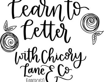 Brush Lettering Starter Kit -UPPERCASE Letters // Modern Calligraphy PDF Tutorial // Full Alphabet Lettering Drills // Download Printable