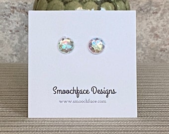 Iridescent Crystal Clip On Earrings! Lots of Colors!