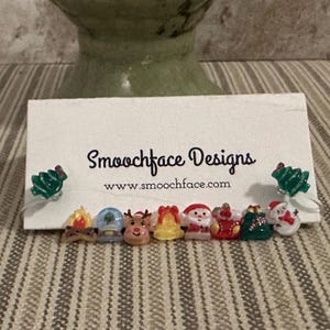 Tiny Jolly Holiday Clip On Earrings! Lots to choose from!