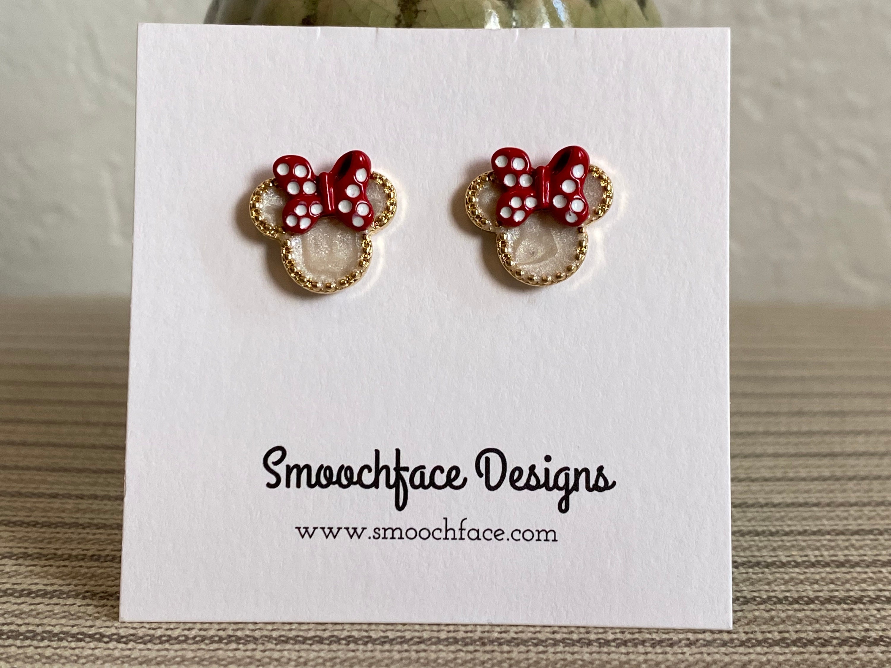 Minnie Mouse Birthstone Earrings 10K Gold Stud