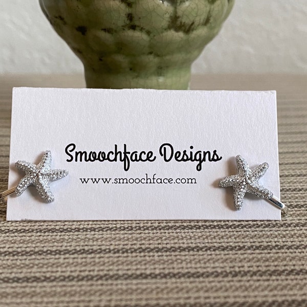 Silver Starfish Clip On Earrings!