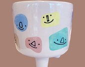 Smily Face Footed Planter Hand-Painted Colorful Plant Holder with Cute Faces