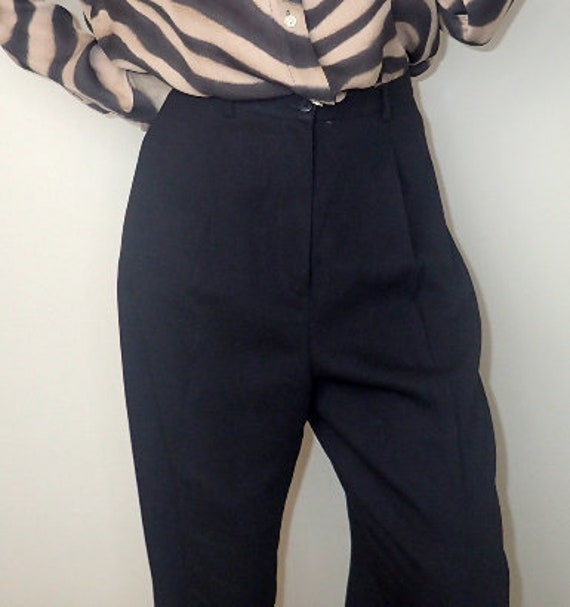 Black High-Waisted Wool Trousers