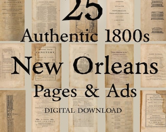 Authentic 1800s New Orleans Ads Pages, Junk Journal Collage (Digital Download)