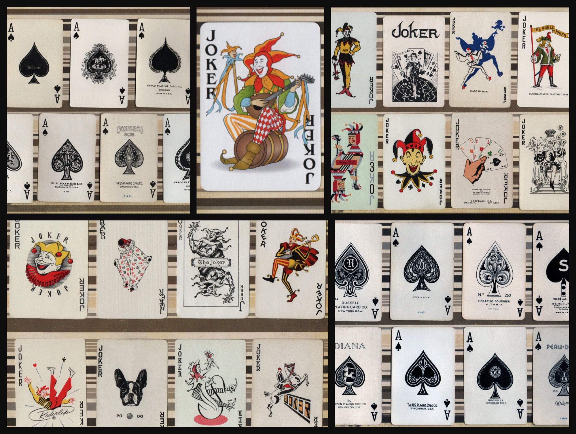 Vintage Jokers and Ace of Spades Playing Cards DIGITAL Etsy Canada