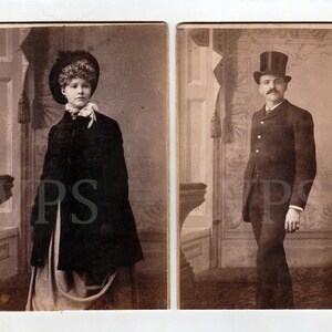 Victorian Couple Portrait: Antique Cabinet Card Photos (Digital Download, JPEG PNG PDF)