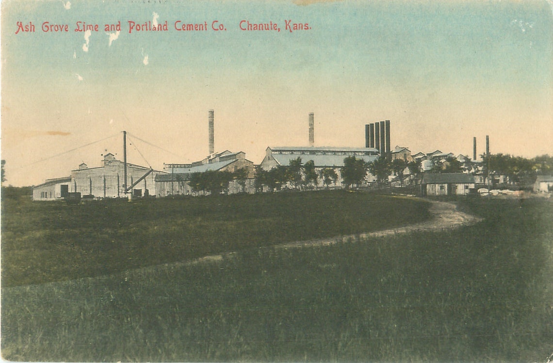 Chanute Kansas Postcard Ash Grove Lime and Portland Cement Etsy