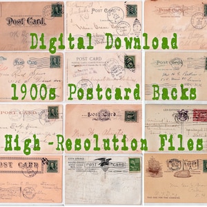 Antique 1900s Postcard Backs Ephemera – Digital Download (12 Images)