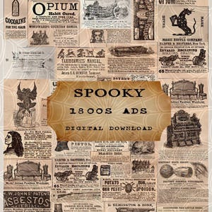 Spooky 1800s Newspaper Ads | PT Barnum Coffins Odd Medical Cures | PDF | Digital Download for Halloween Junk Journal, Dark Academia Art