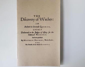 The Discovery of Witches 1647 Historic Reprint • Matthew Hopkins Witch-Hunting Text • 17th Century Occult Trial History Booklet
