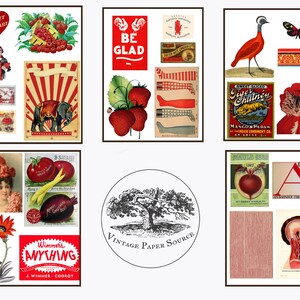 24 Vintage Red Images  Digital Download for Junk Journals, Collage | JPEG | Aesthetic Scrapbook Ephemera