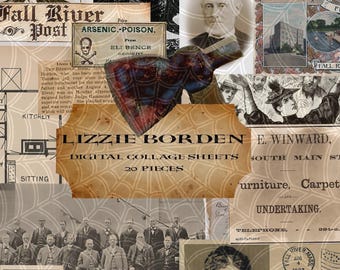 1892 Lizzie Borden Case Ephemera • Vintage True Crime Historical Scans • Victorian Gothic Document Pack (Digital Download)