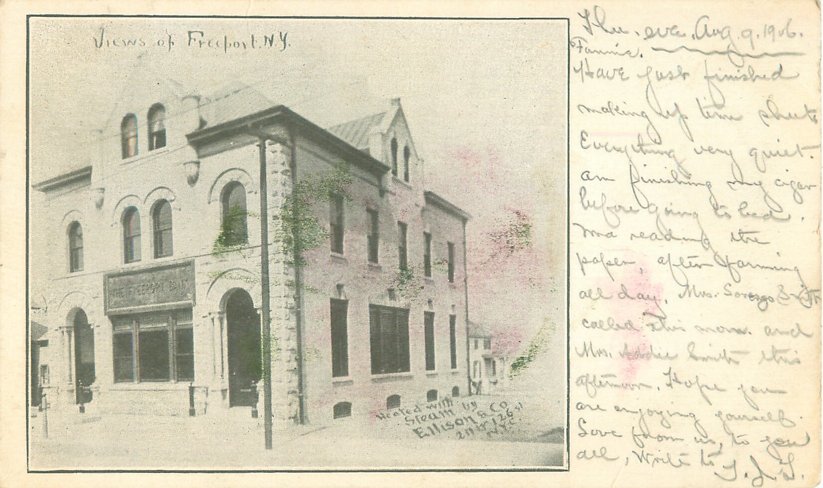 Freeport New York Postcard Freeport Bank Undivided Back B&W Etsy