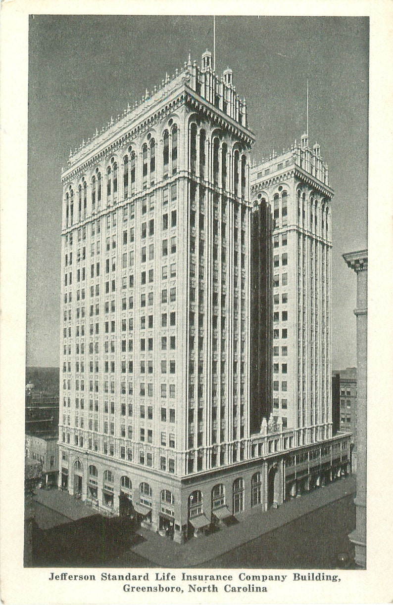 Greensboro NC Jefferson Standard Life Insurance Co Building Etsy