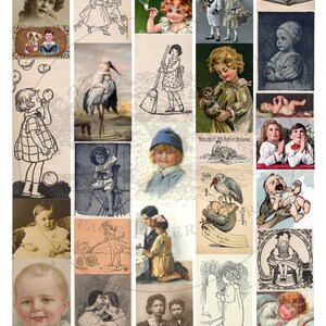 Vintage Baby & Kinder Digitaldruck | JPG | 27 Bilder für Junk Journals, Scrapbooking, Collage | Kinderzimmer Ephemera Instant Download