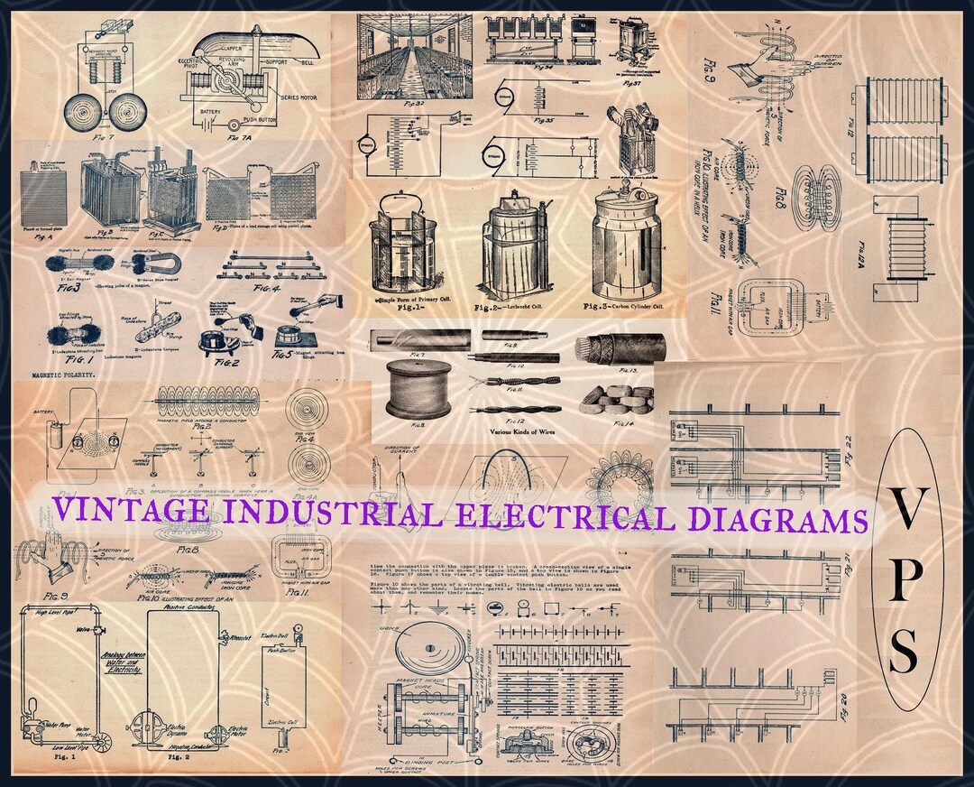 Industrial Electrical Diagrams,illustrations for Collage, Junk Journals ...