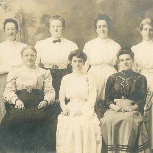 Antique 1800s Women&#39;s Fashion RPPC | Studio Portrait Real Photo Postcard | Diverse Ages Victorian Era Photography Collectible