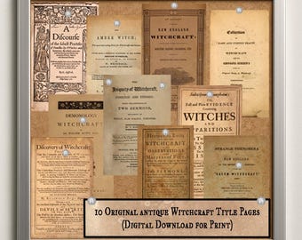 1600s Witchcraft & Demonology Book Title Pages • Rare 17th Century Antiquarian Document Scans • Dark Academia Prints (Digital Download)