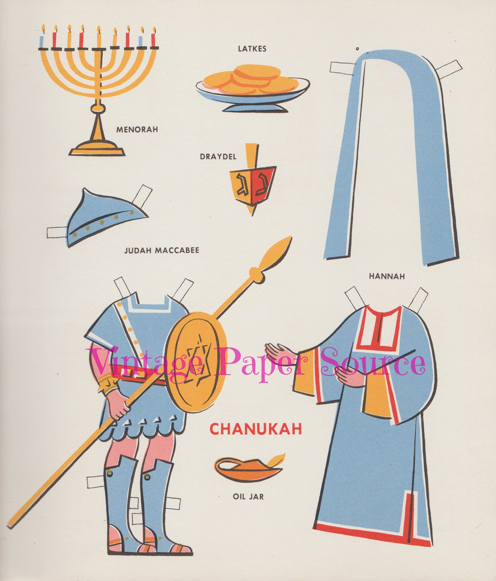 Vintage Jewish Paper Dolls and Holiday Costume Cut Outs | Etsy