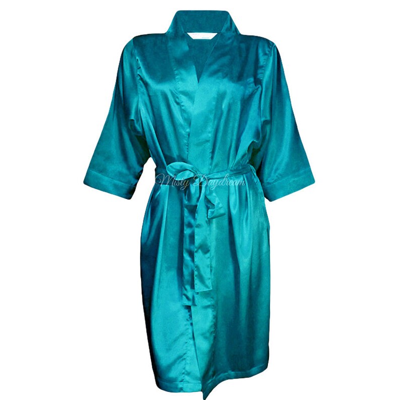Teal Bridesmaid Robes Hens Party Satin Robes Bride Wedding Etsy