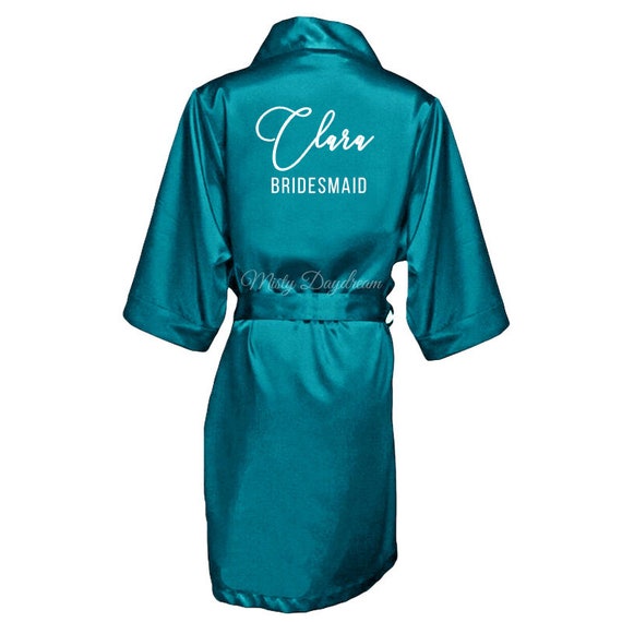 teal satin robe