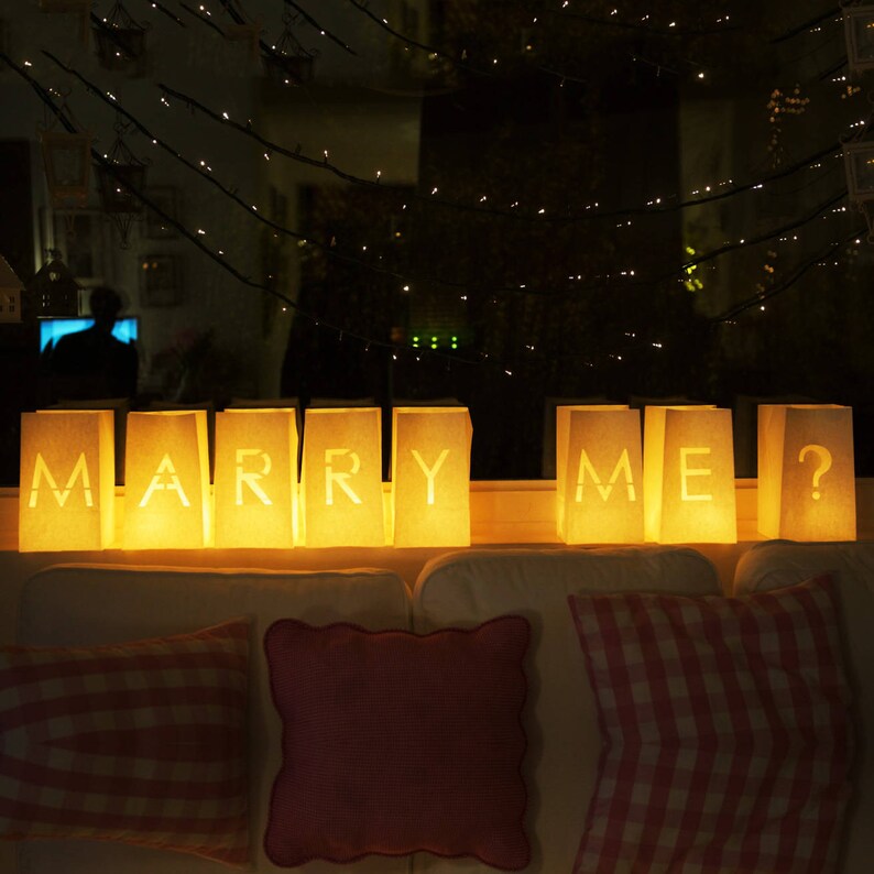 MARRY ME Luminary Candle Letter Bags Set // Proposal// Etsy