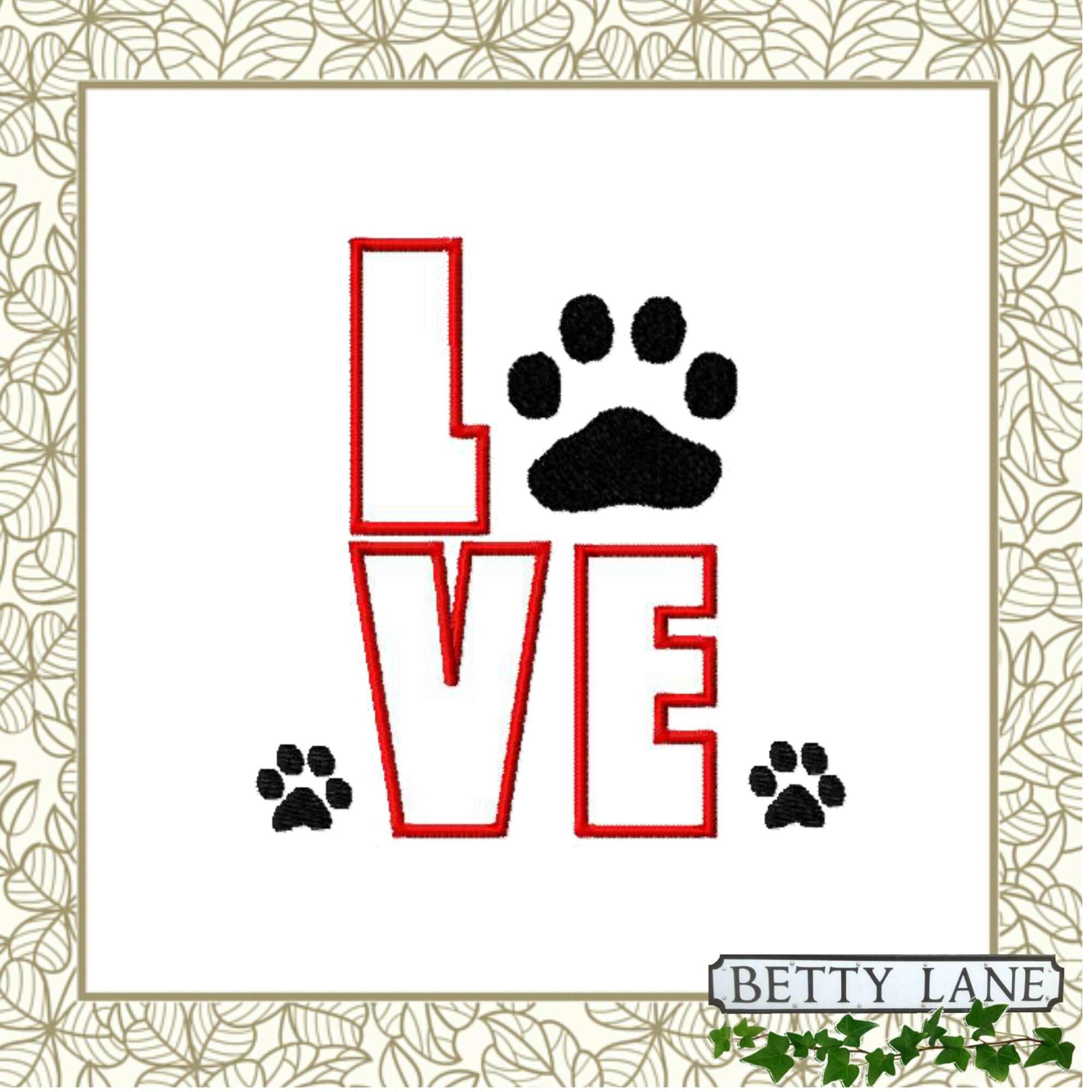 Love dog paw applique embroidery design in 9 formats for the  etsy Love dog paw applique embroidery design in 9 formats for the  etsy