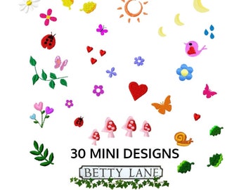 Bundle 30 Mini Designs Kollektion.  Maschinenstickerei Design in 9 Formaten. {BL003}