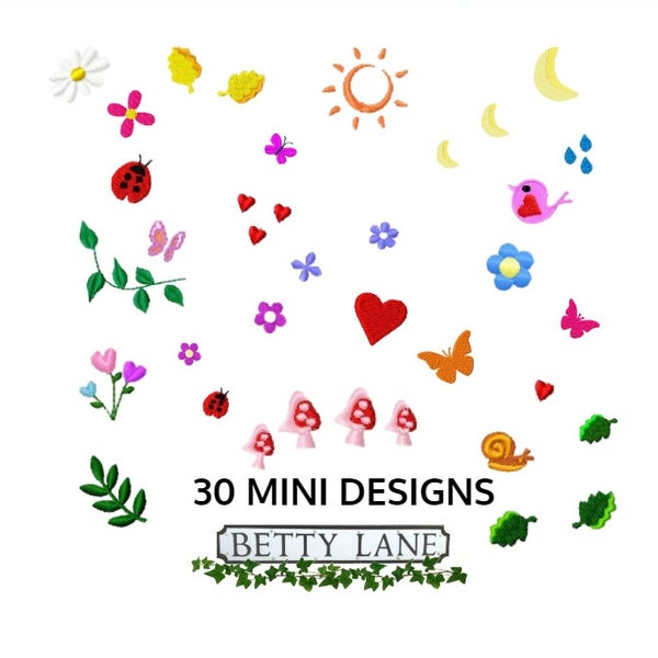 Bundle 30 Mini Designs Collection.  Machine Embroidery Design in 9 Formats. {BL003}