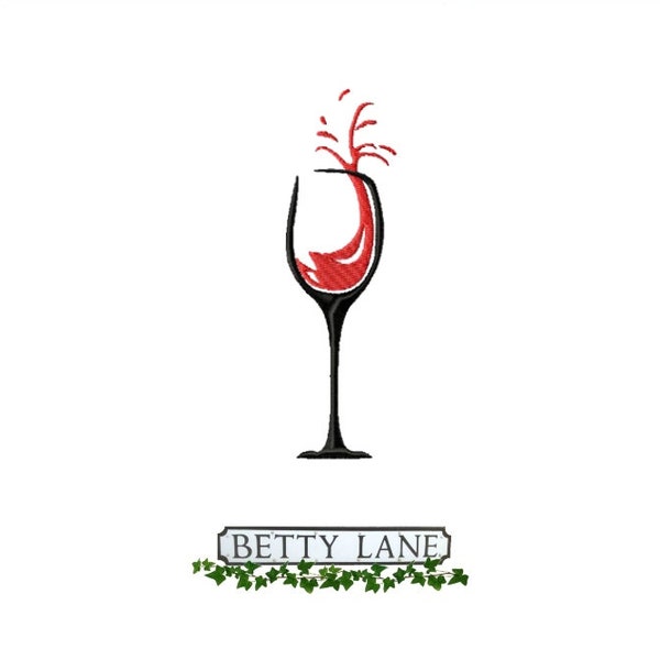 Wine Glass Machine Embroidery Design in 9 Formats. For the 4x4, 5x7 & 6x10 hoop {BL312A}