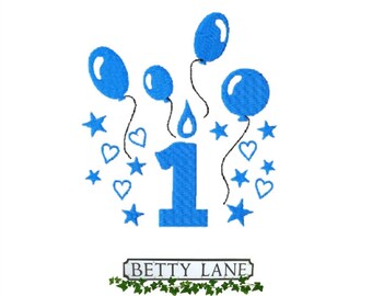 First Birthday, 1st Birthday Embroidery Design in 9 Formats.  For the 4x4 & 5x7 hoop only. {BL295}