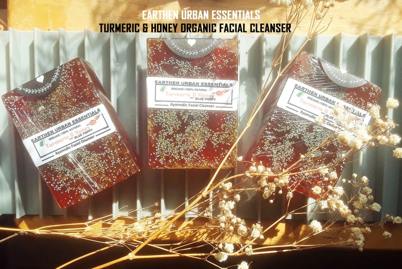 Turmeric & Honey Acne Face Soap: Oily skin, Acne, blackheads,whiteheads, pimples, Turmeric Soap, Face cleanser, Ayurvedic image 1