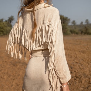 Fringe Shirt and Fringe Wrap Skirt/Set of two/Boho Set/Bohemian Outfit/Gipsy Shirt/Gipsy Skirt image 6