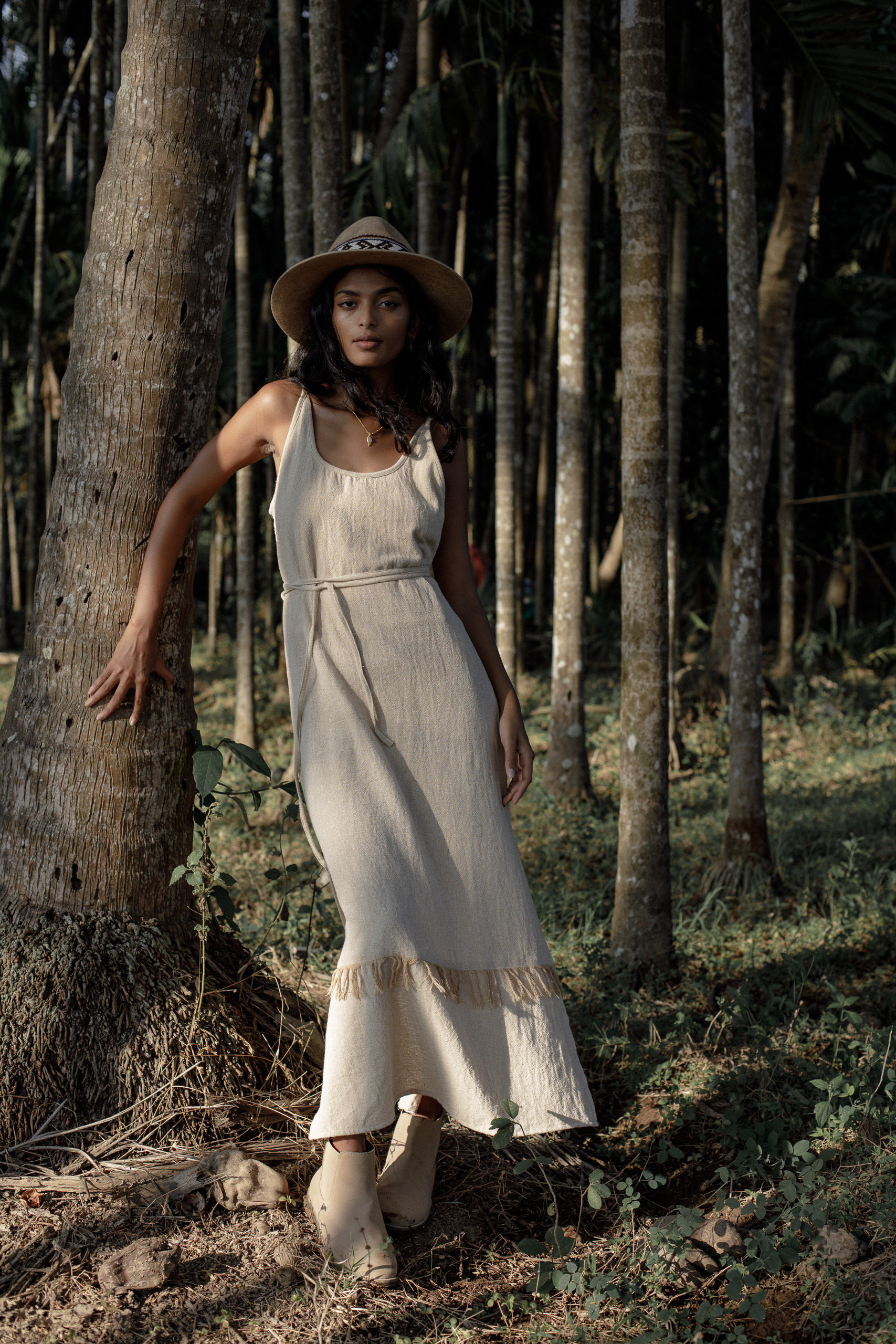 plain bohemian style dress Maxi Boho Dress/Long Sleeveless Cotton Dress/Slip Bohemian Dress/Natural Beige Tank Dress