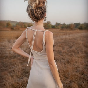 White Goddess Dress/Open Back Dress/Tank Maxi Dress/Long Boho Dress/Off White image 7