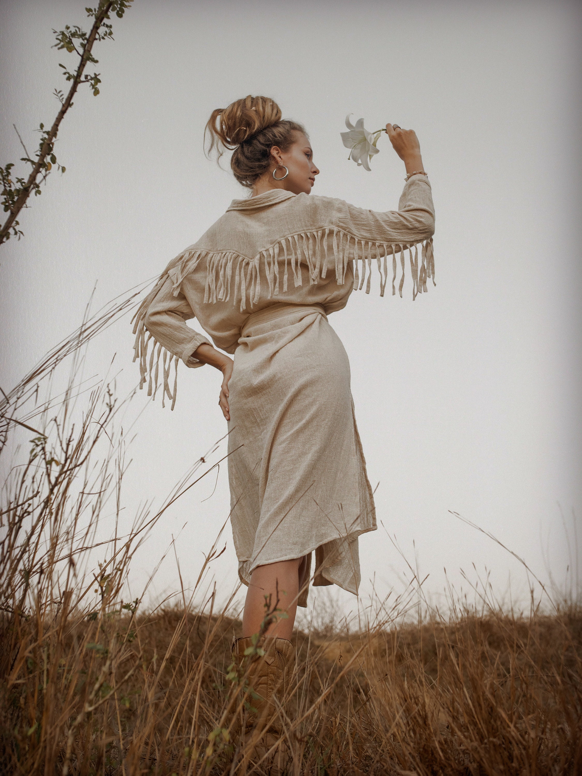 fringe shirt dress Fringe Cotton Tee Dress S