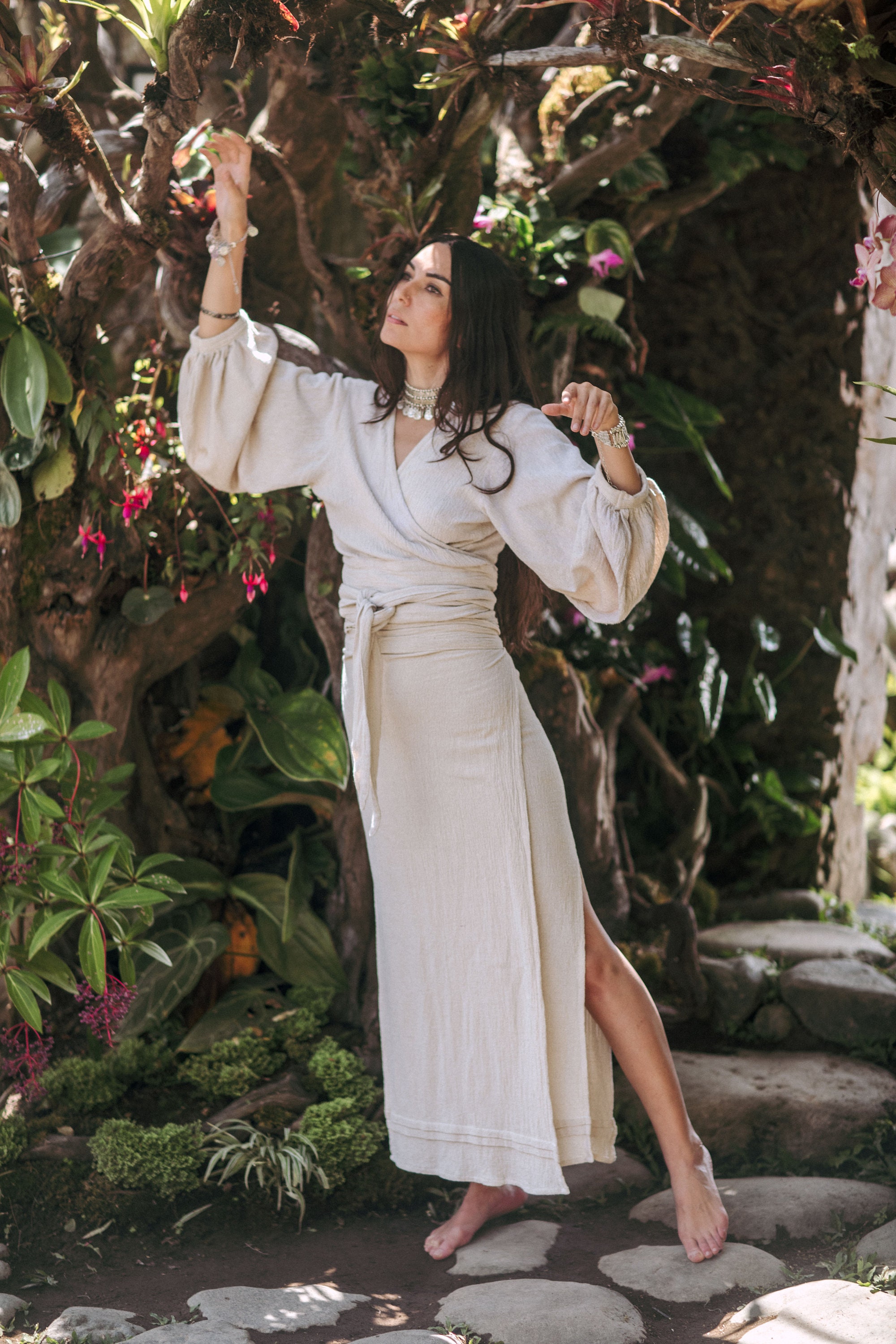 Wrap Puff Sleeve Top and Wrap Long Skirt/boho Blouse/maxi Wrap  display picture 1