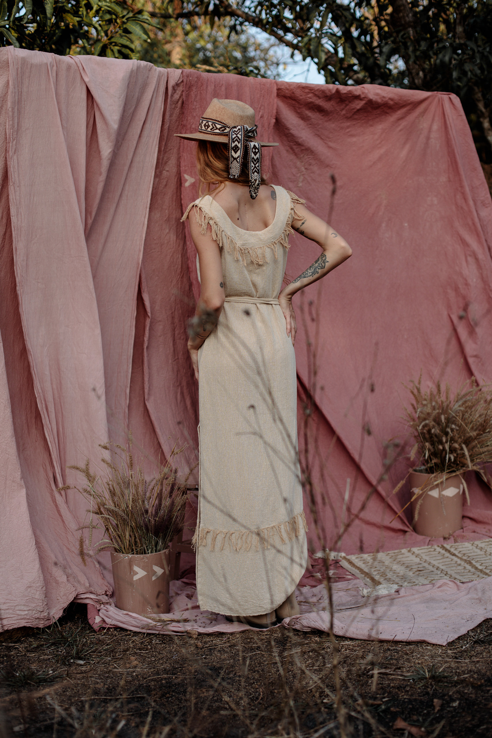 Fringe Maxi Dress/beige Boho Dress/long Summer Dress/natural Clothing - Etsy