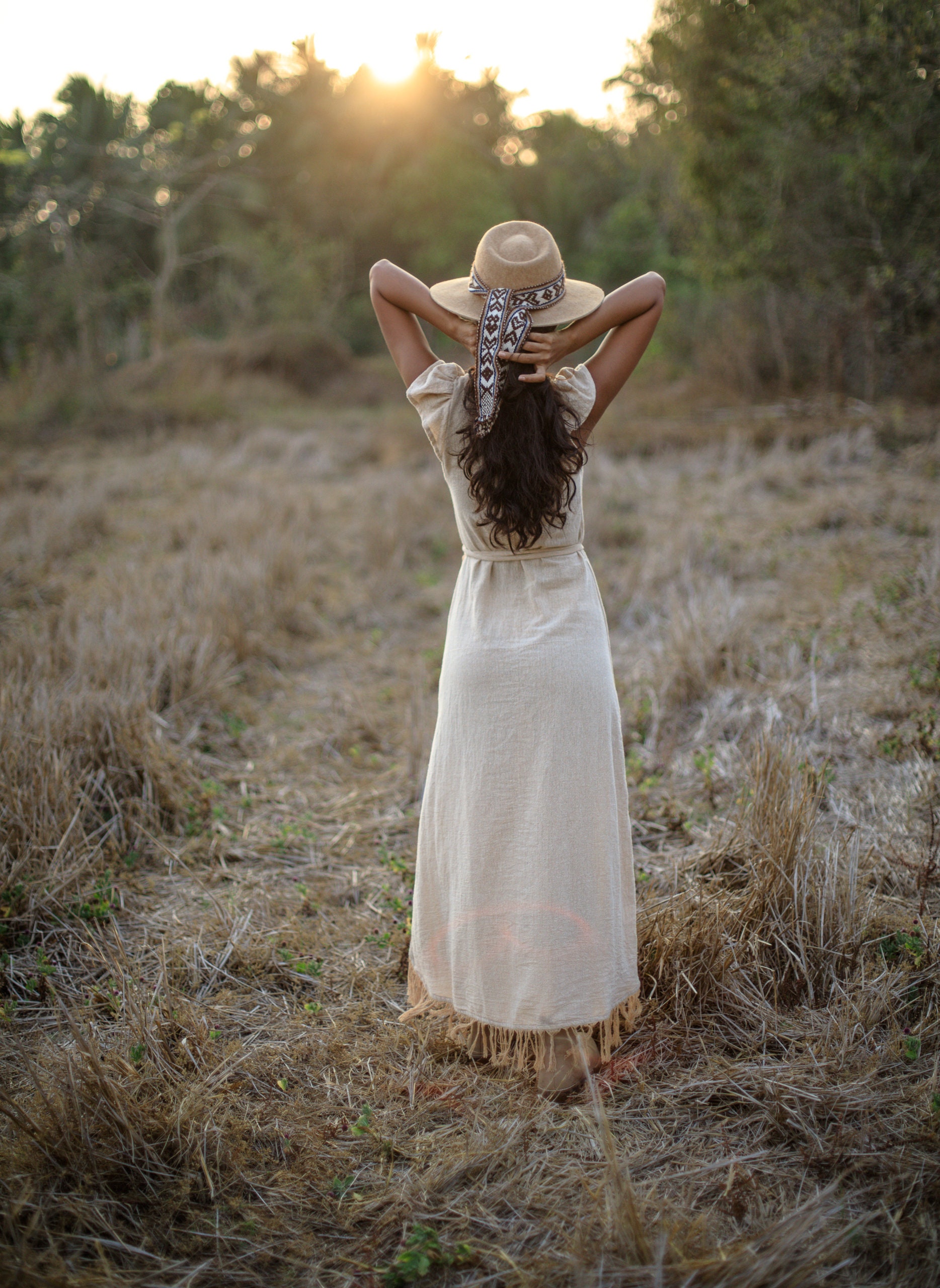 Fringe Wrap Dress/beige Wrap Dress/boho Summer Dress/natural Clothing - Etsy
