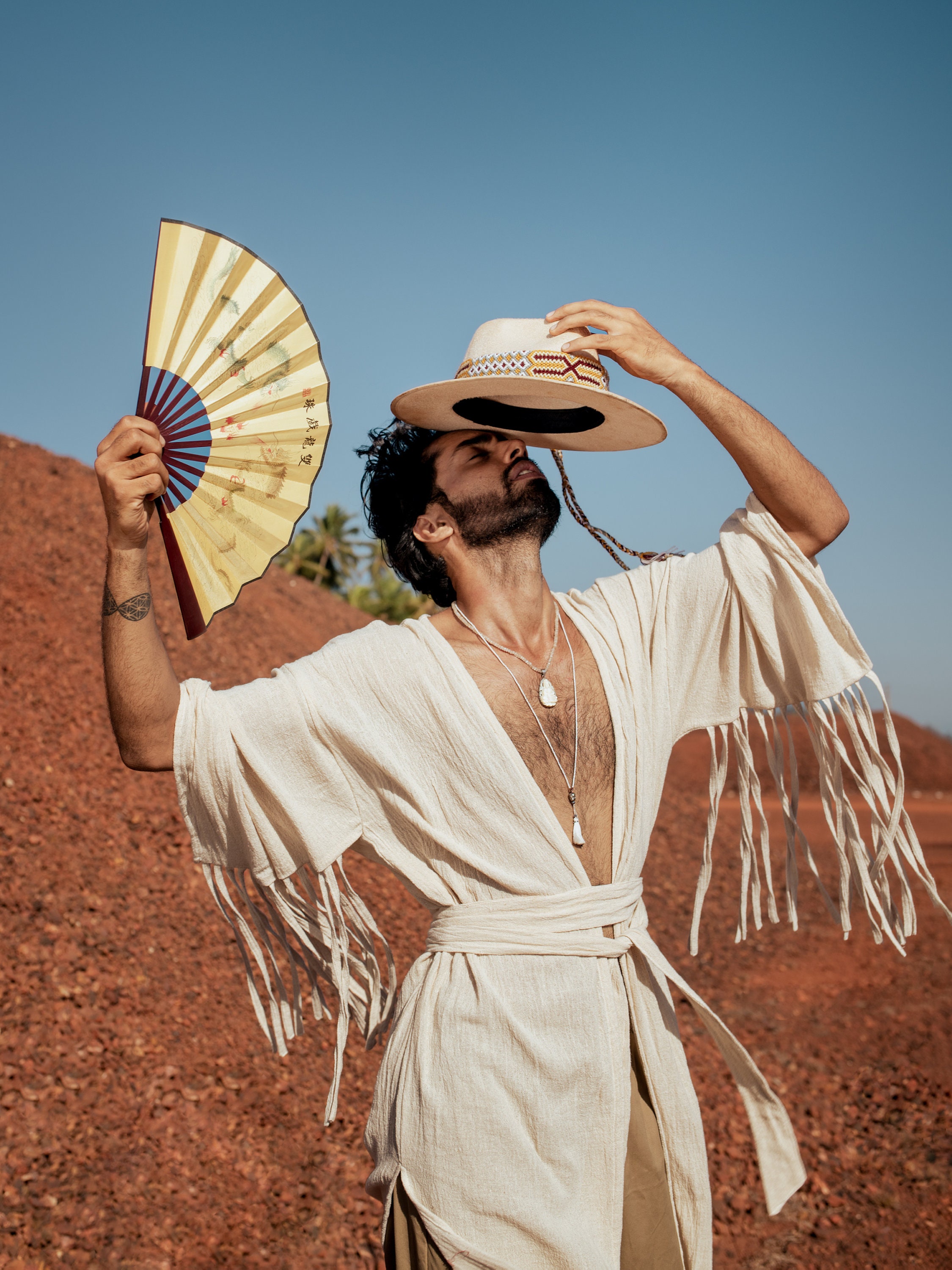 Men Boho Kimono/Festival Cape/Fringe Kimono for Men/Oversize Jacket/Men Clothing