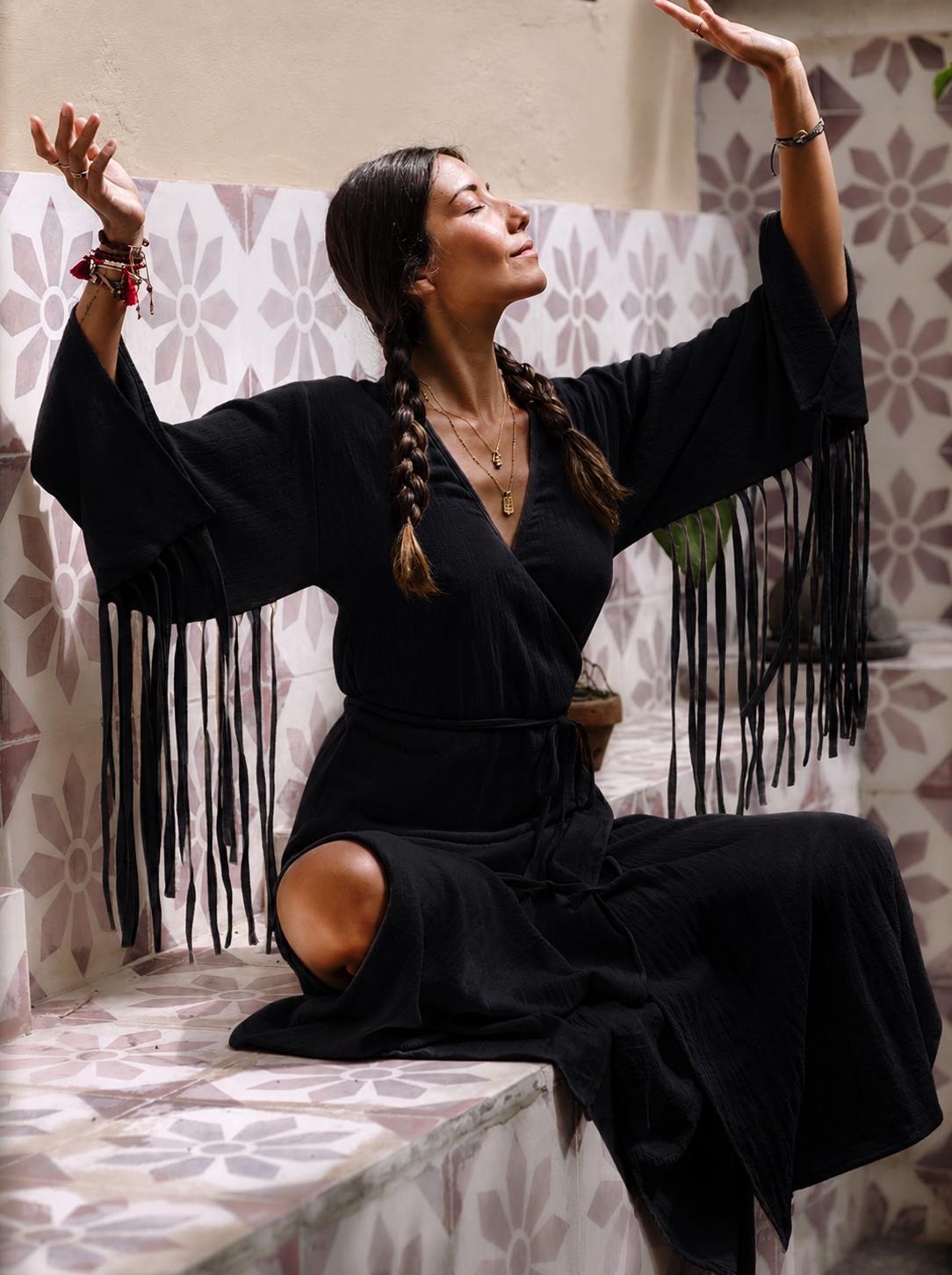 off the shoulder dress black and white Margot Dress main image 1