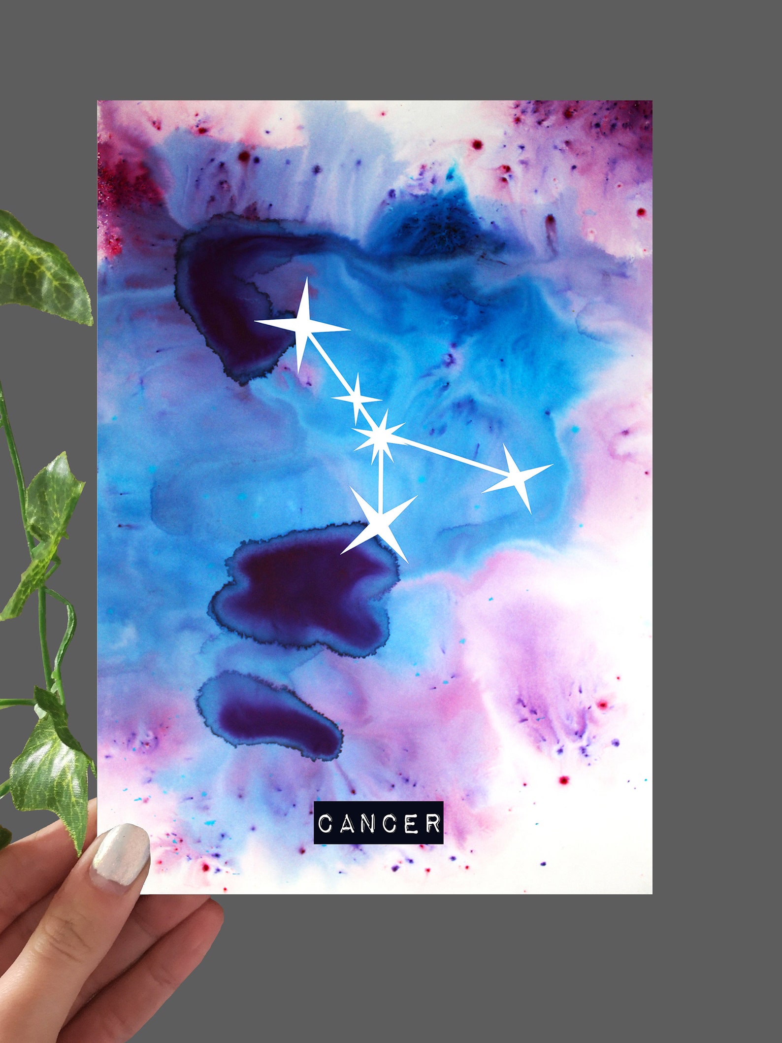 Cancer Star Sign Print Zodiac Wall Art Bedroom Decor Birthday Gift